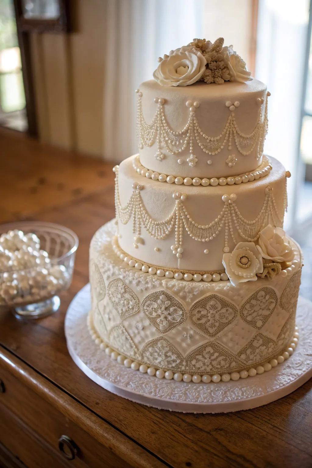 A vintage-style wedding cake that beautifully captures nostalgia.