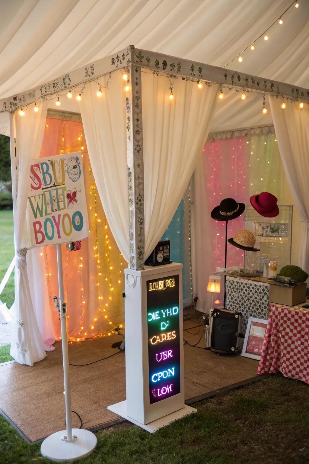 A snapshot station injects a merry and interactive element into the wedding.