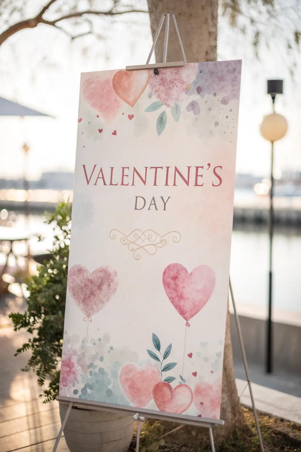 A whimsical Valentine's poster using dreamy watercolor impressions.