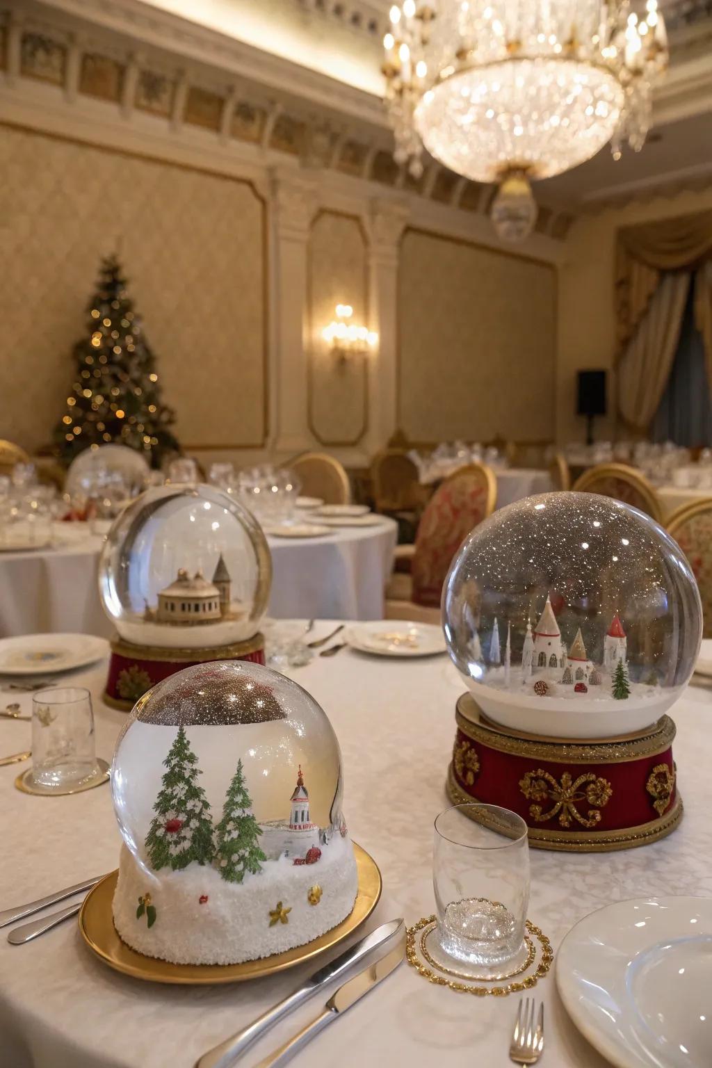 Snow orbs contribute playful, whimsical strokes to your occasion.