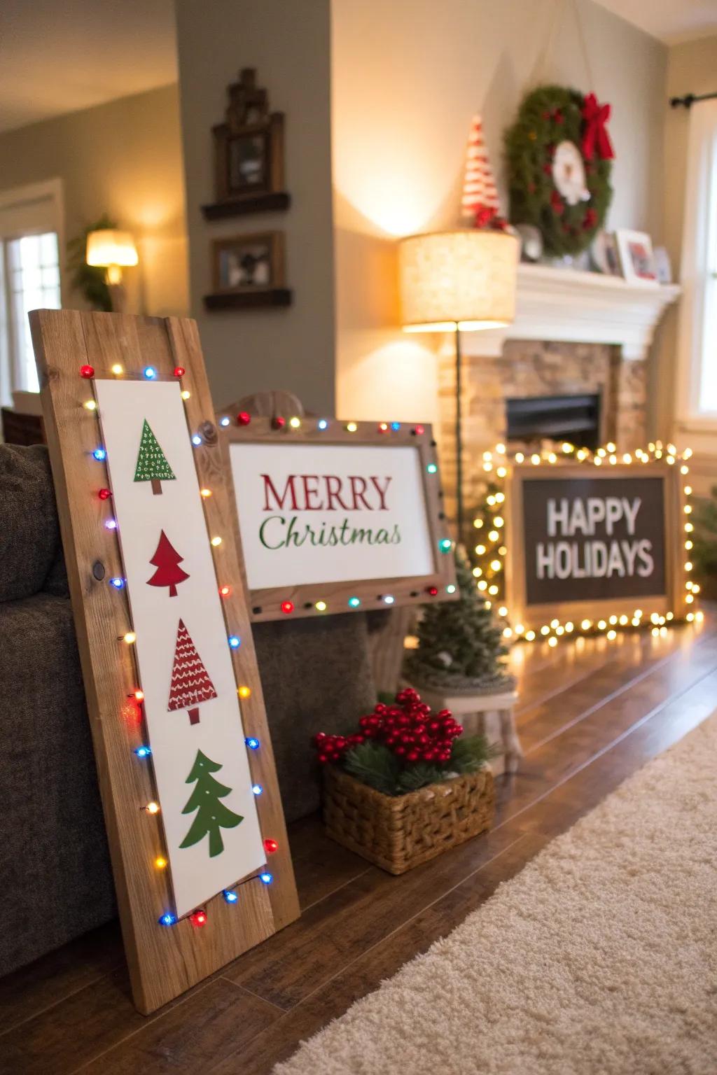 Personalized winter signs inject comfort and individuality.