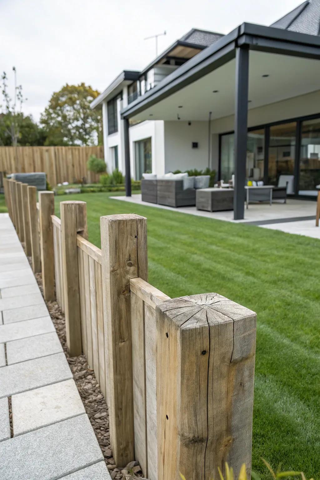 Exposed posts contribute bold structural components.