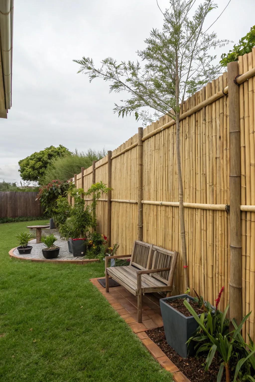 Vegetative fencing offering privacy and an exotic touch.