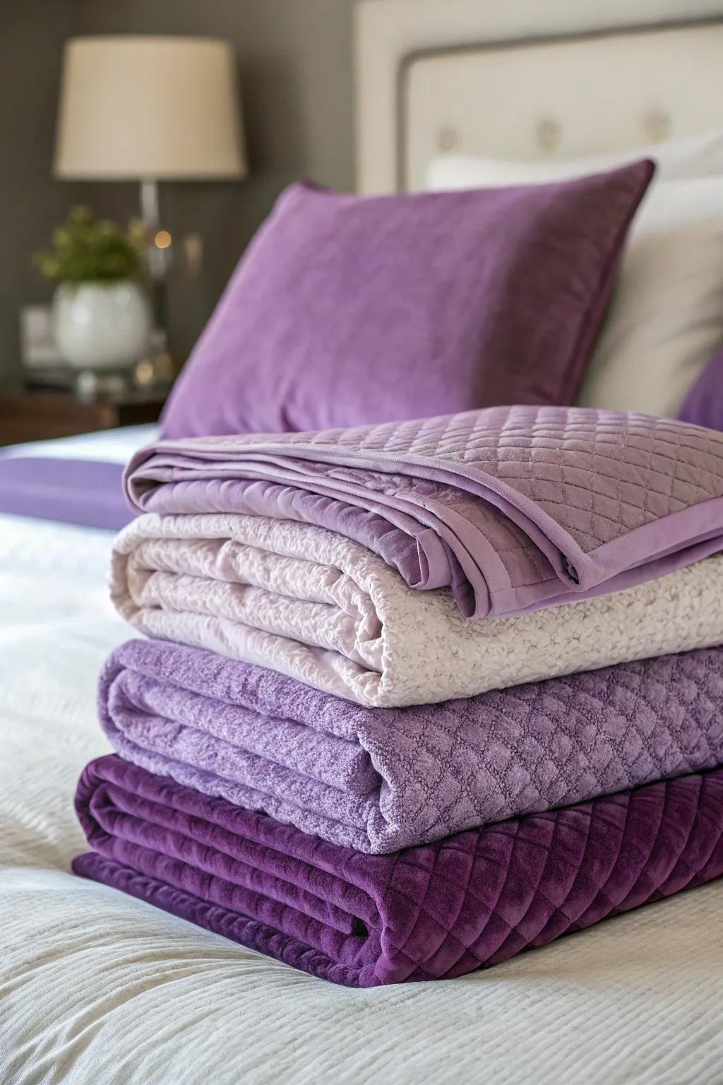 Envelop yourself in layered violet coziness.