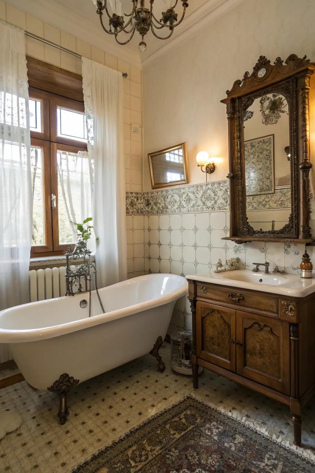 Vintage elements add charm to your bathroom.