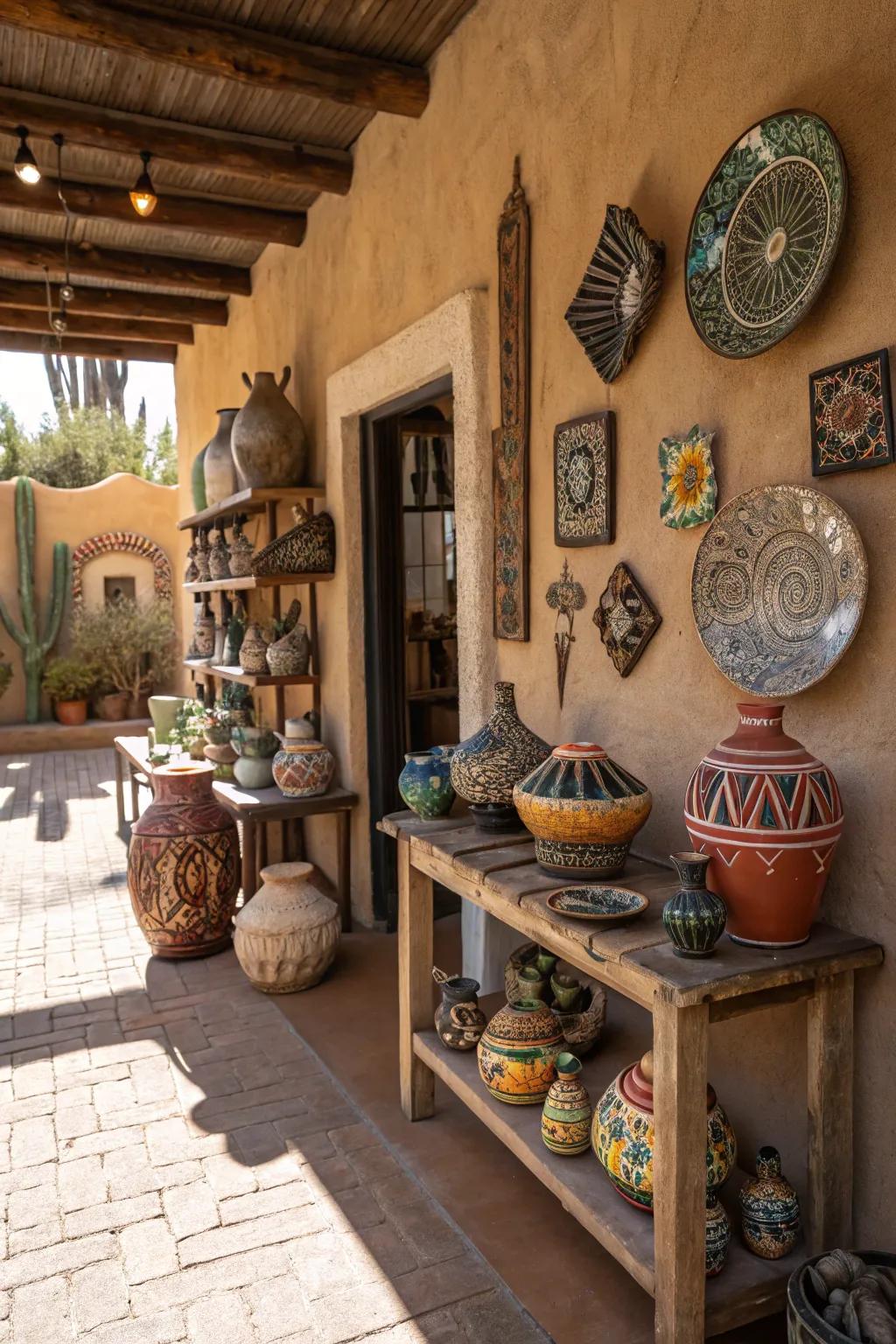 Ceramic and clay features add a natural feel to an Arizona room.
