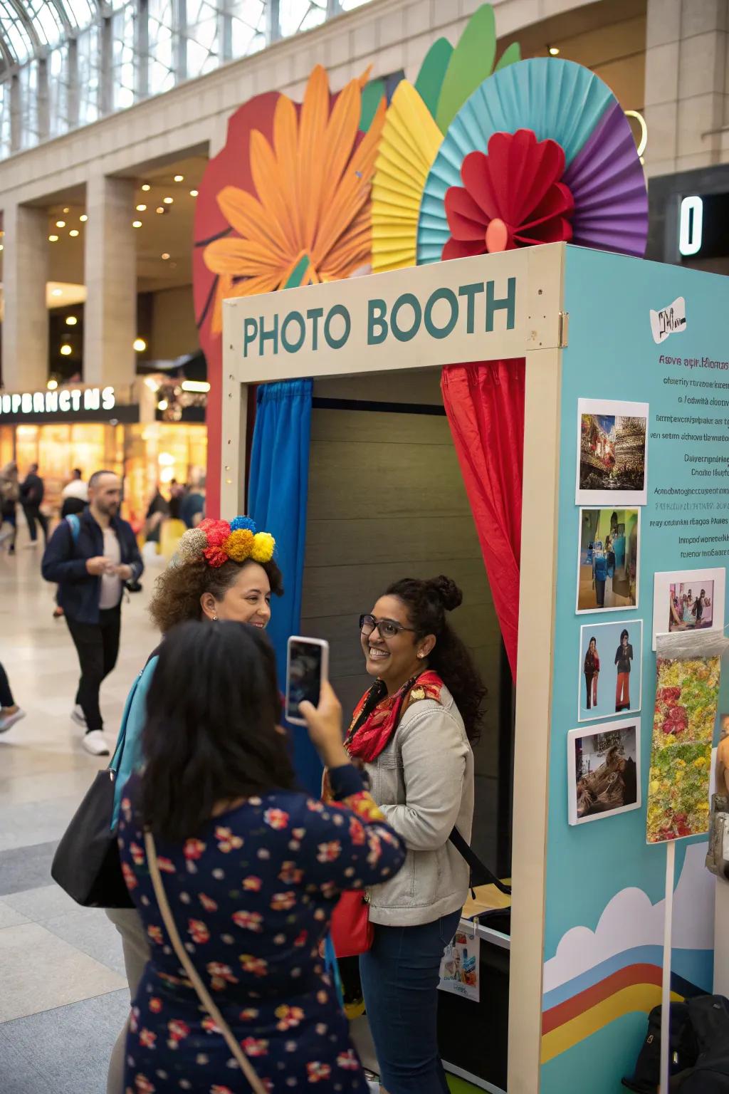 A fun-themed snapshot booth drawing in crowds.