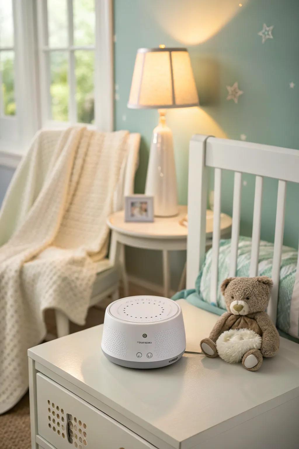 A noise machine can improve sleep quality in a shared bedroom setting.