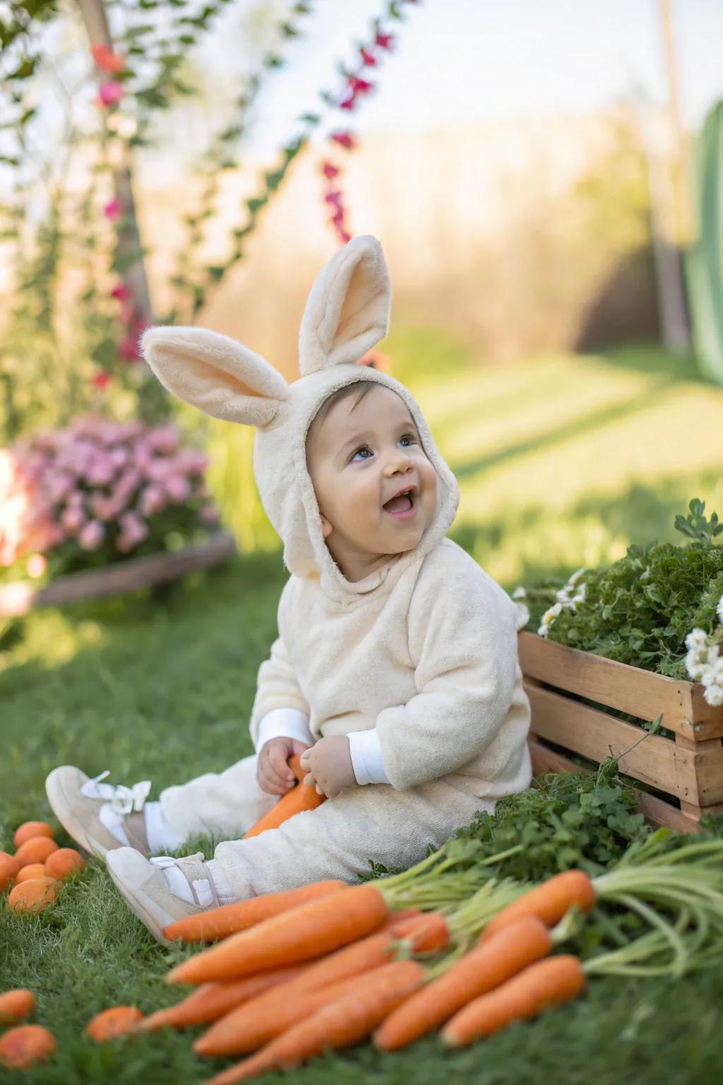 An adorable rabbit all set to hop into Halloween fun.