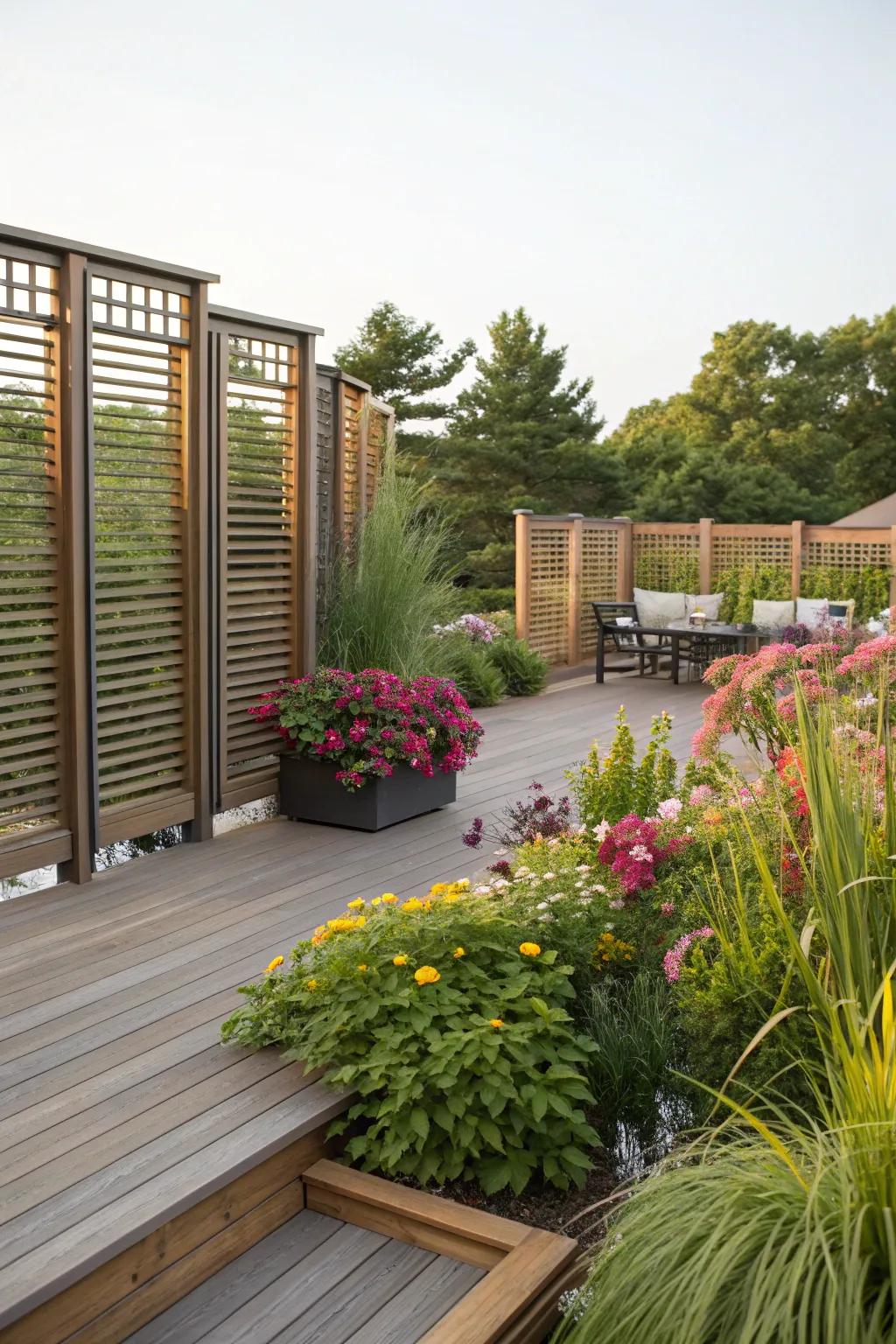 Privacy screens offer privacy and a sense of enclosure.
