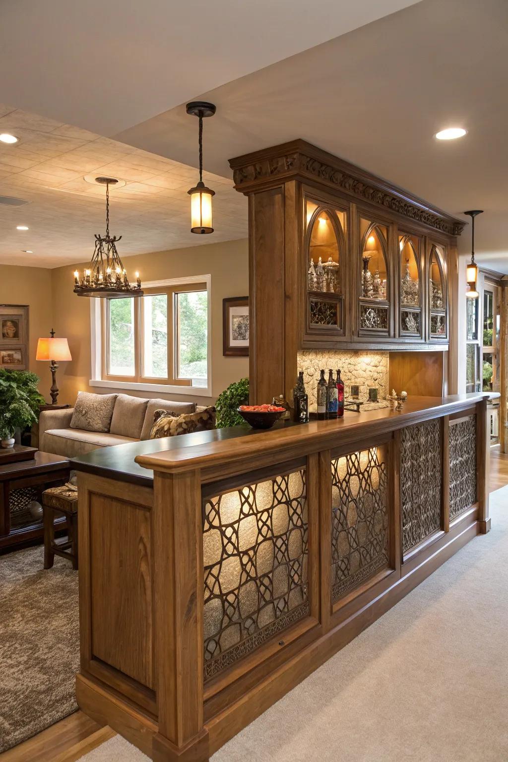 Panel openings maximize daylight in your bar area.