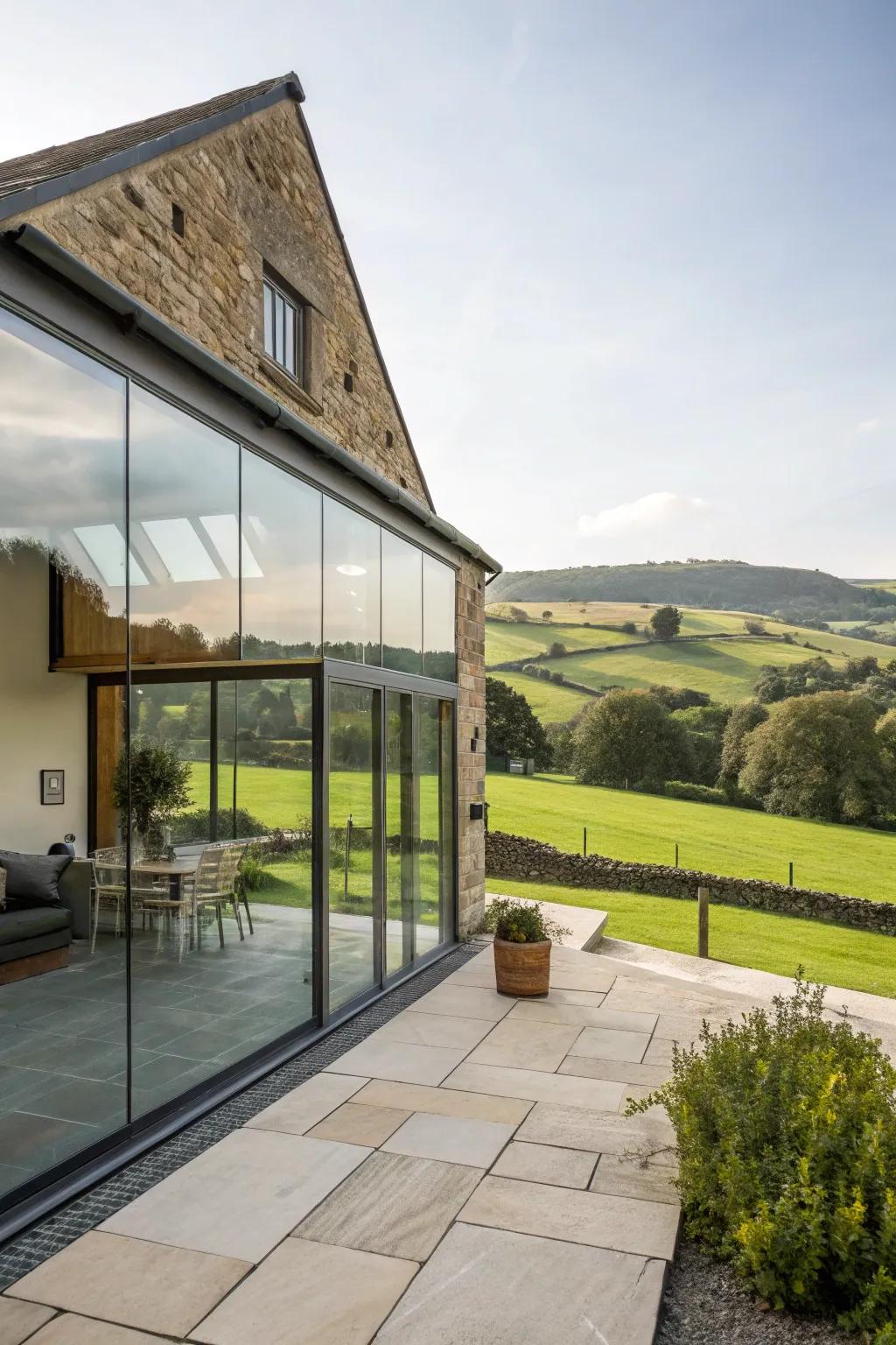 Glass facades provide expansive views and modern flair.