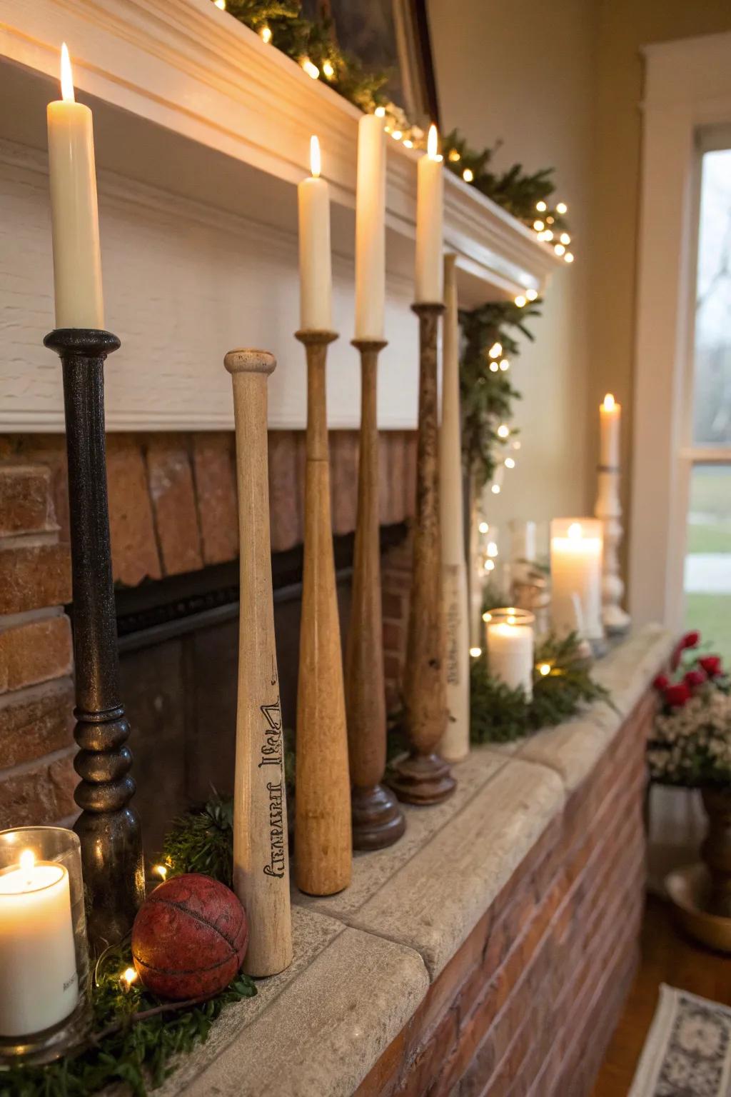 Candle holders that illuminate your affection for baseball.