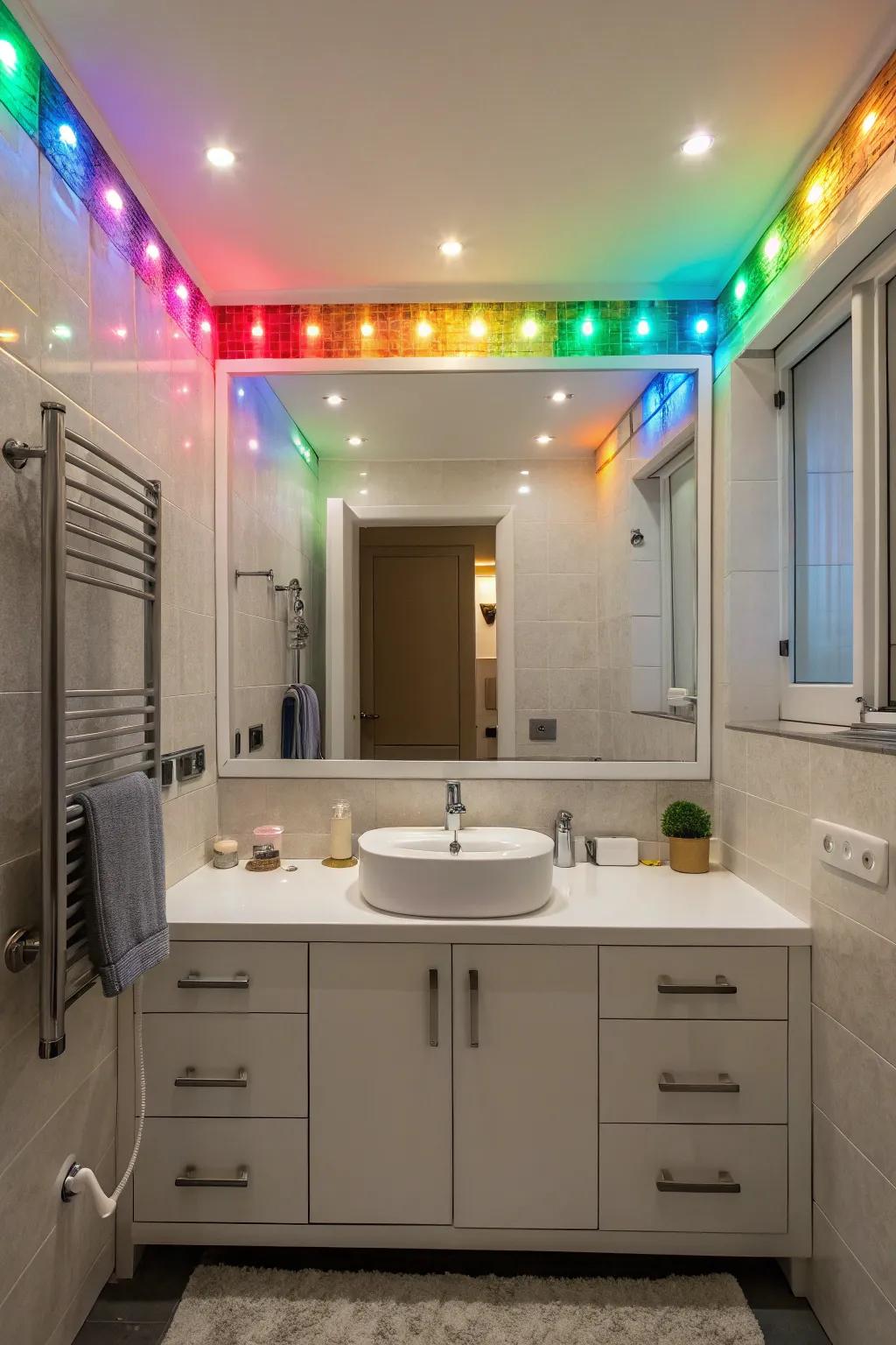 Vibrant accent lights impart persona and playfulness.