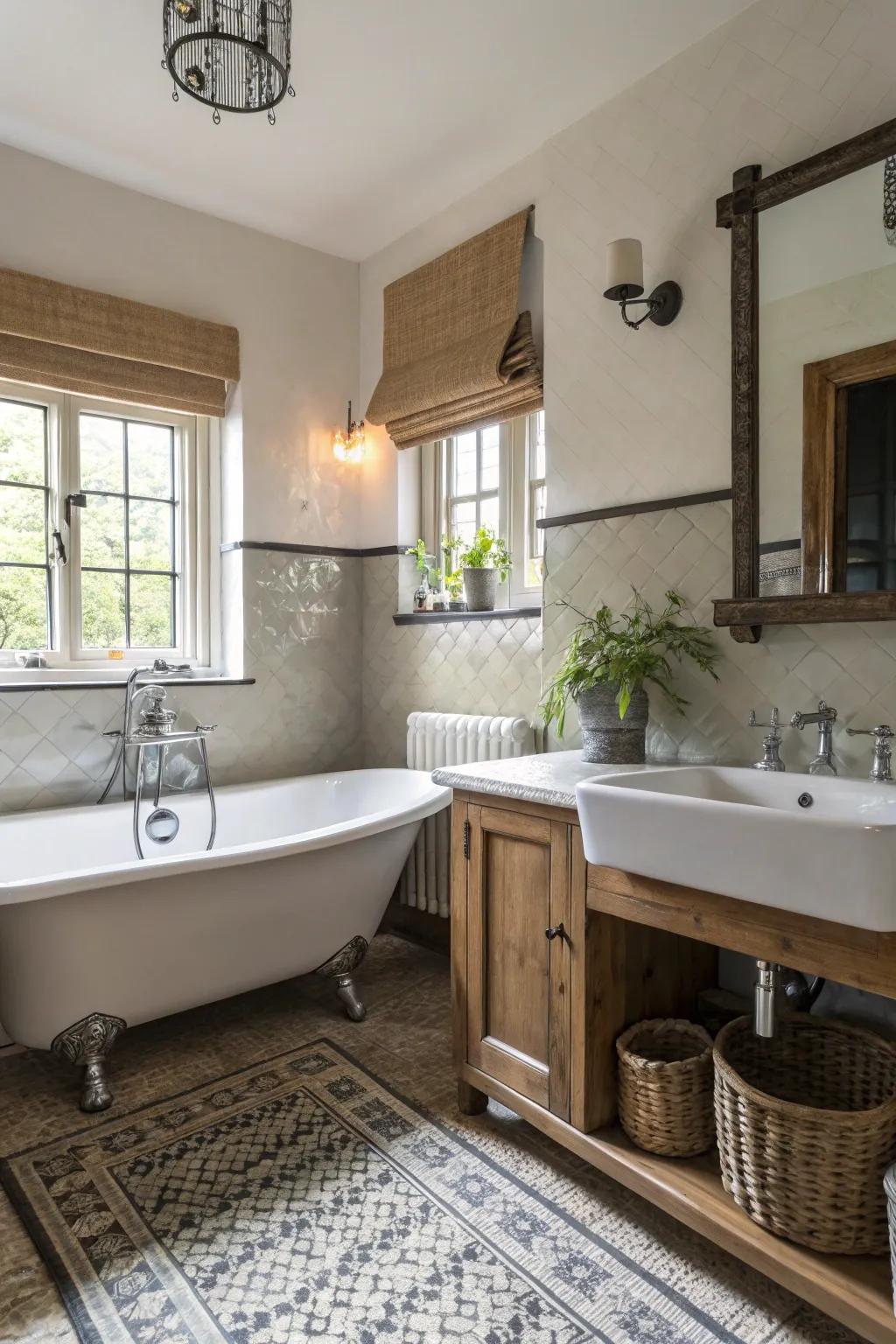 Period-inspired fittings infusing appeal to the bathroom.