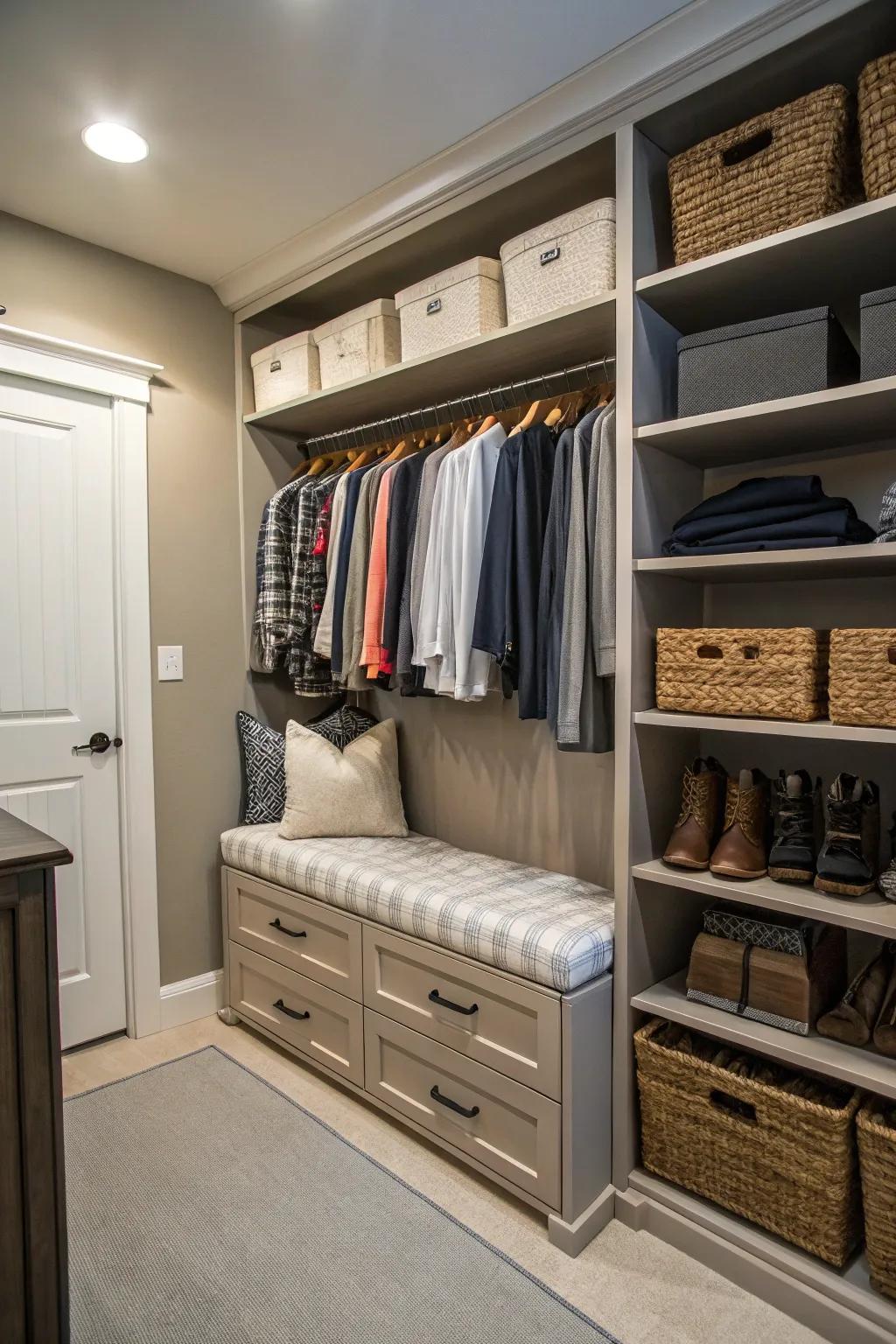 You can't beat furniture that works in many ways for a super useful closet.
