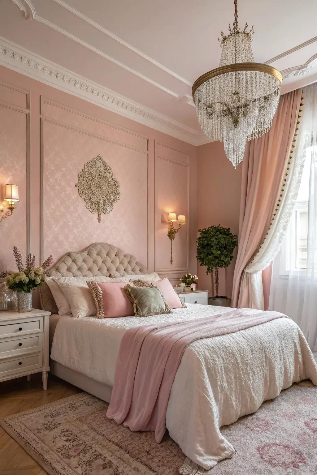 Rose tint introduces a soft, elegant touch to this slumber space.