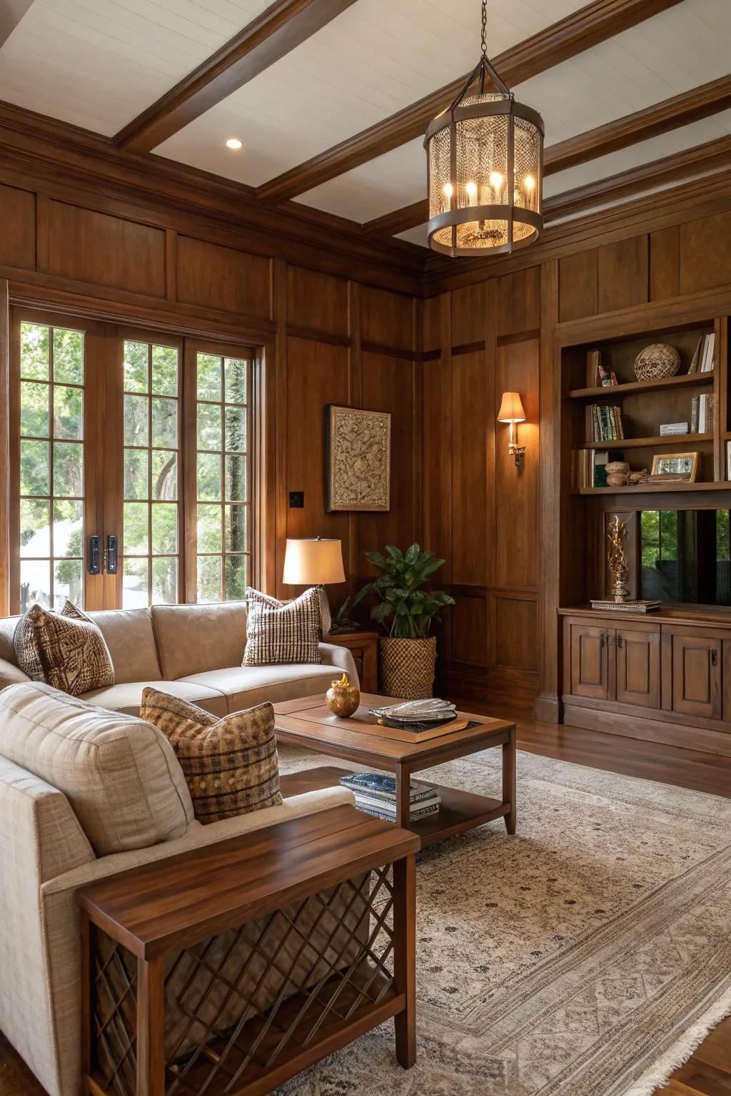 Walls in mahogany deepen your space with warmth.