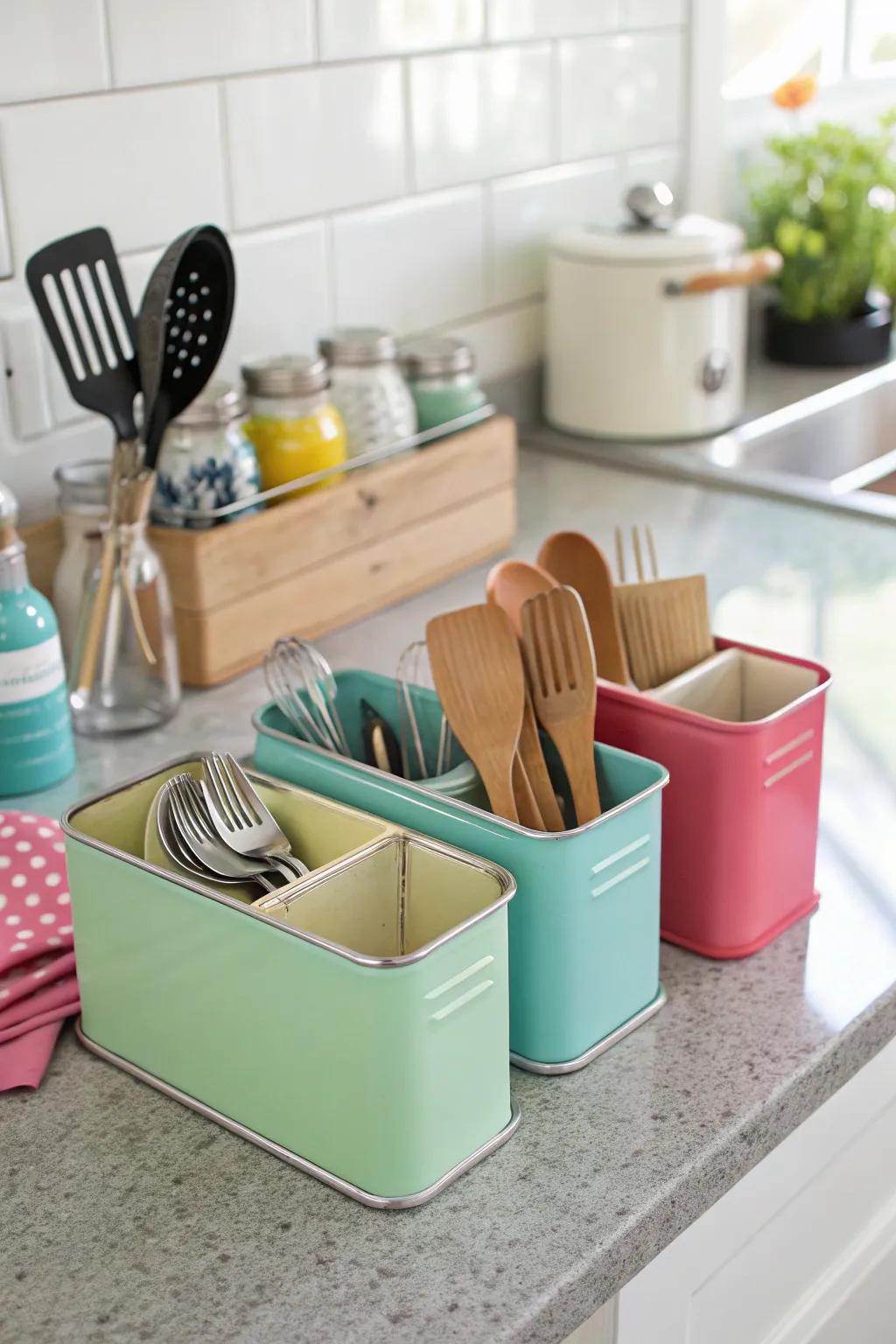 Orchestrate culinary essentials employing metal coffers.