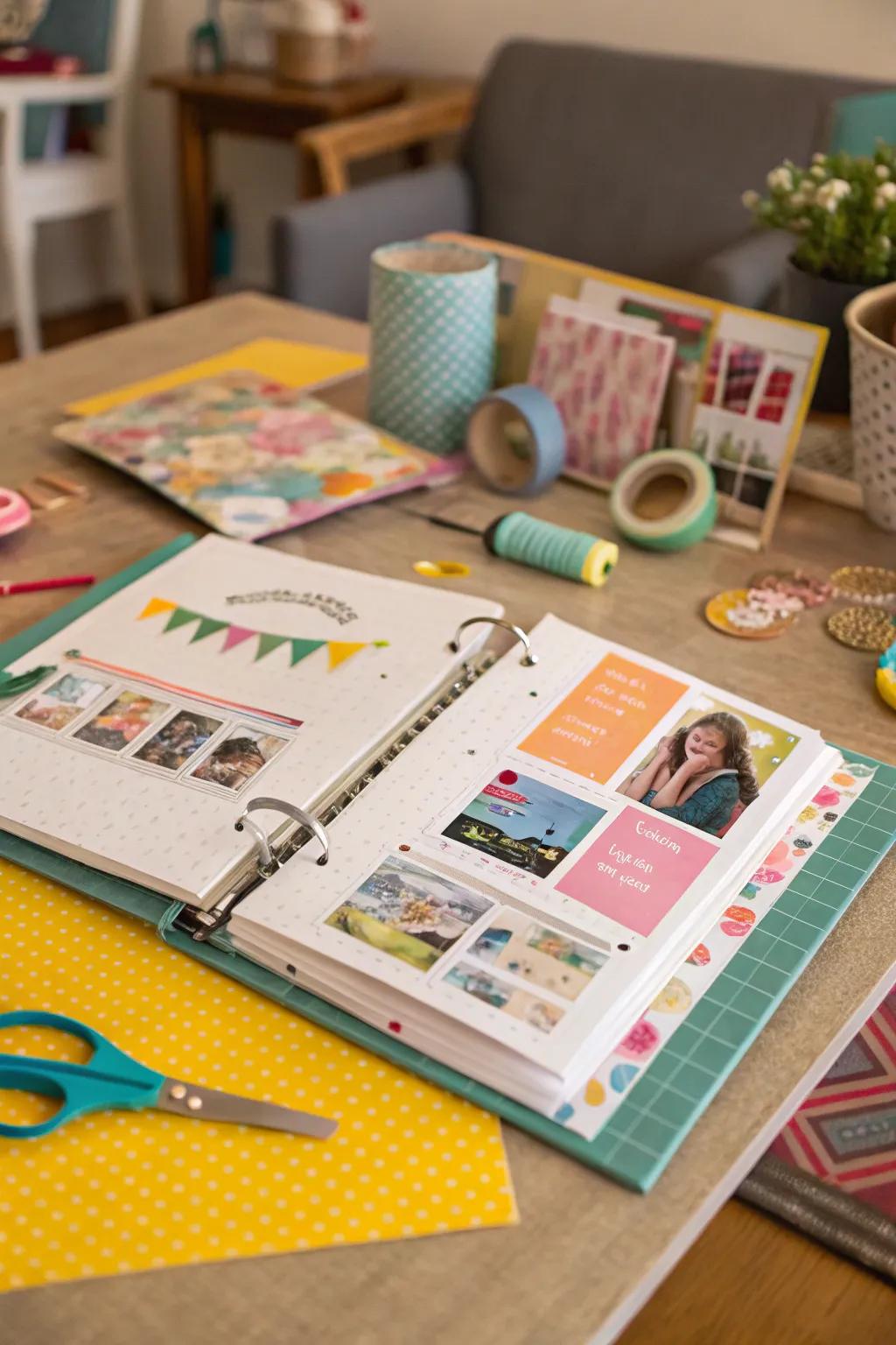 Scrapbooking binder for treasured memories.