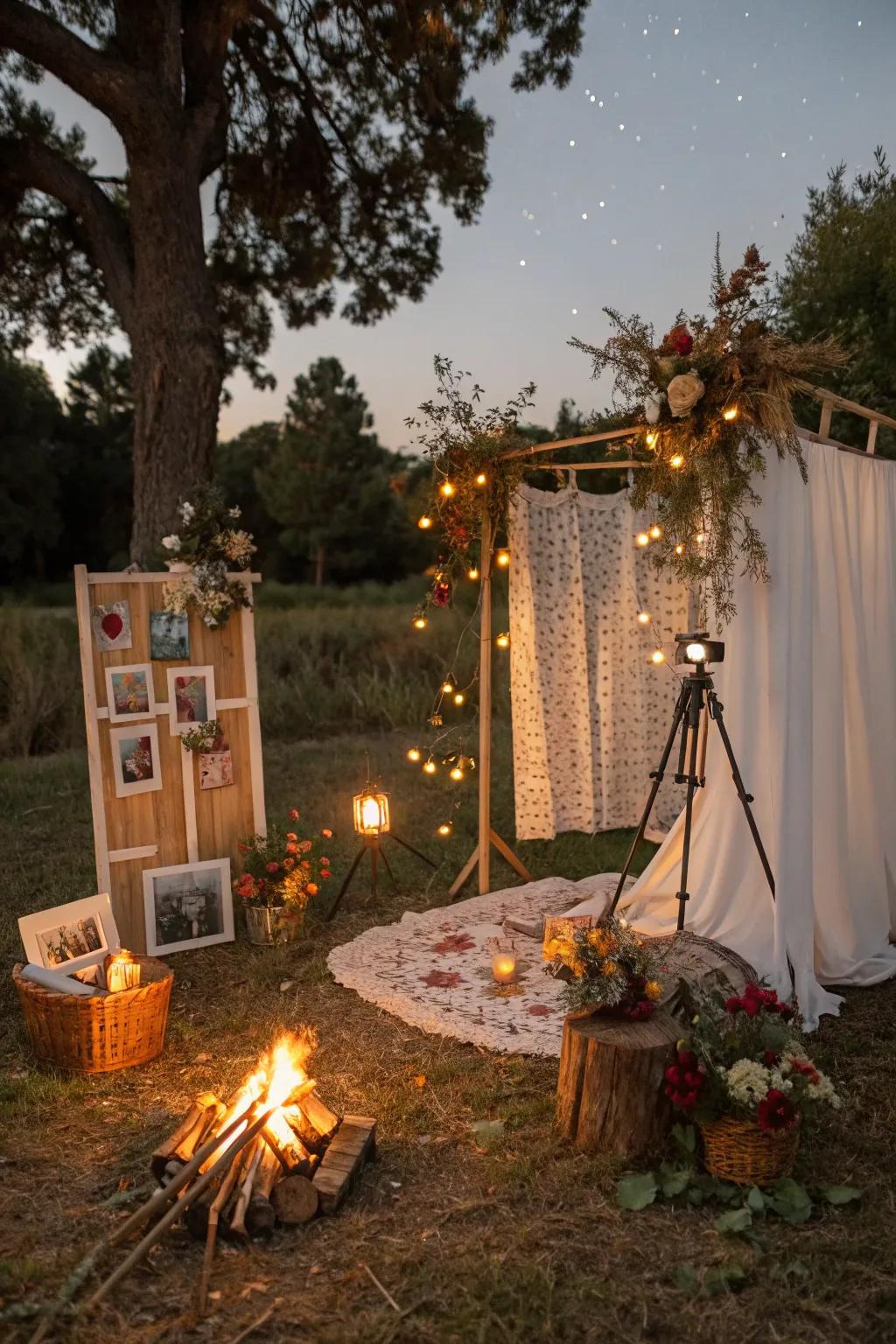 A whimsical and inventive photo spot beside the bonfire.