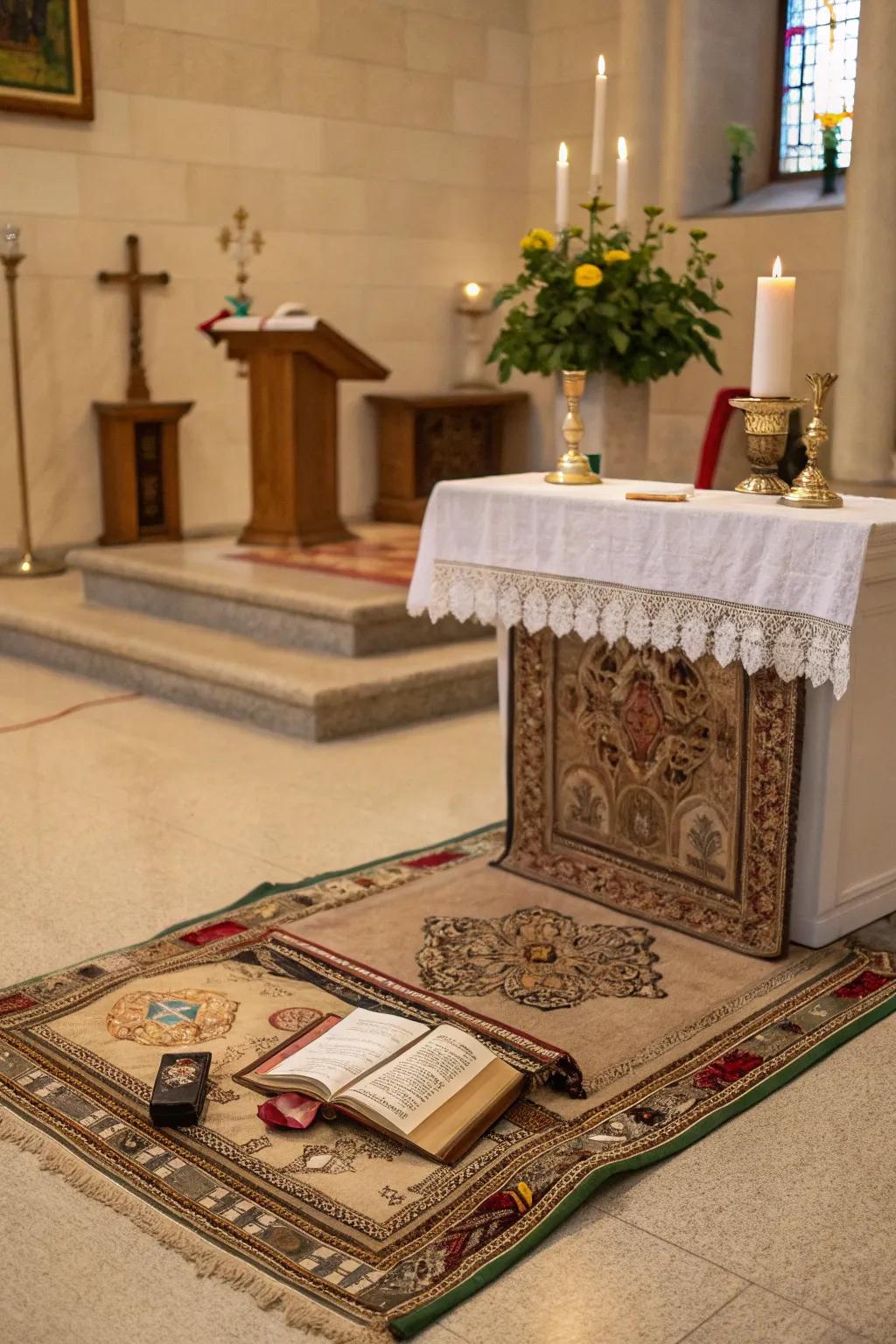 A meditation mat adds comfort and defines your sacred area.