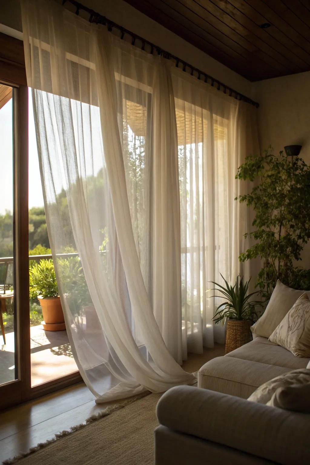 Sheer curtains creating a soft and airy room vibe.