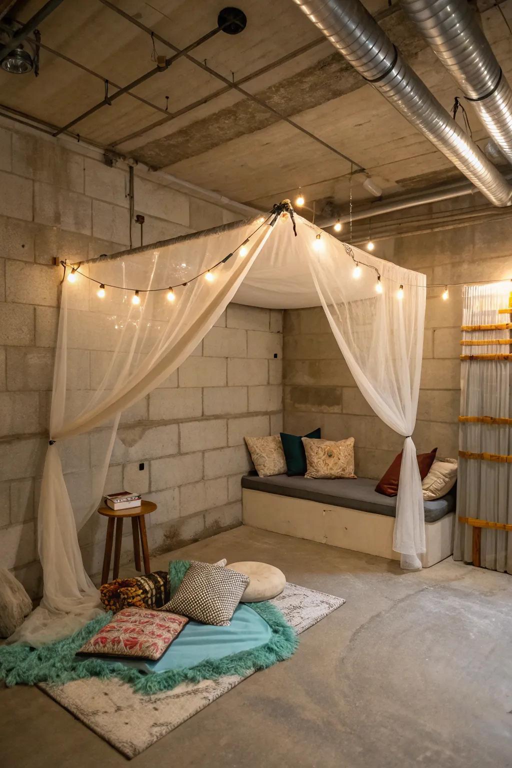 Add elegance and intimacy with a ceiling canopy.