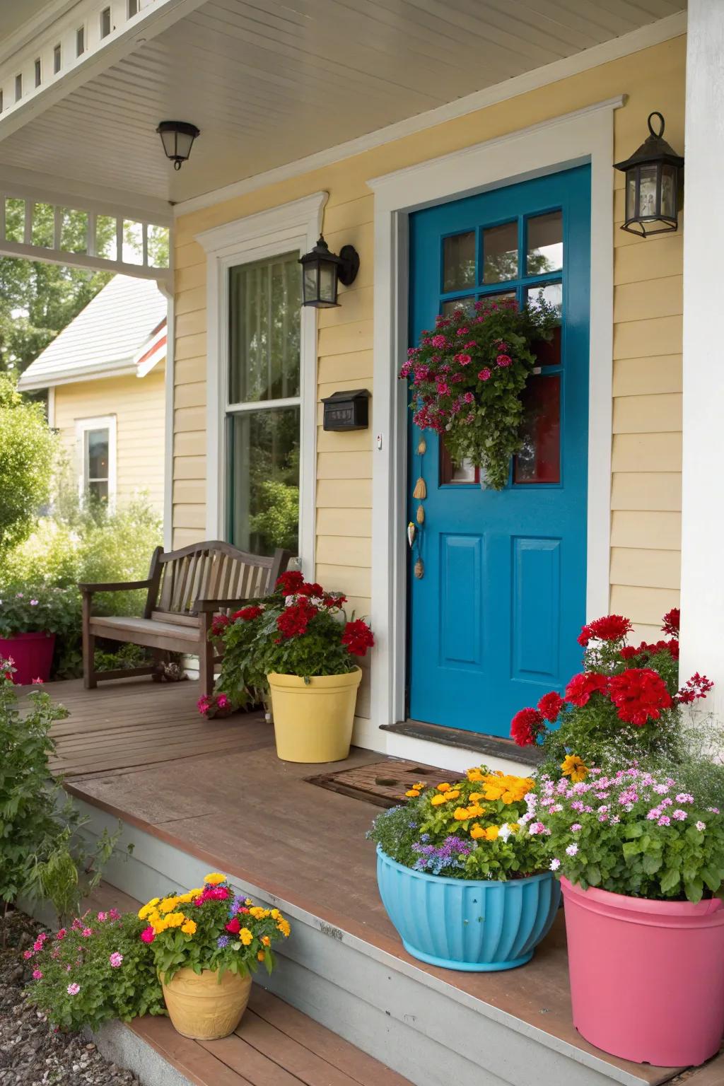 Painted accents add vibrant energy to your porch.