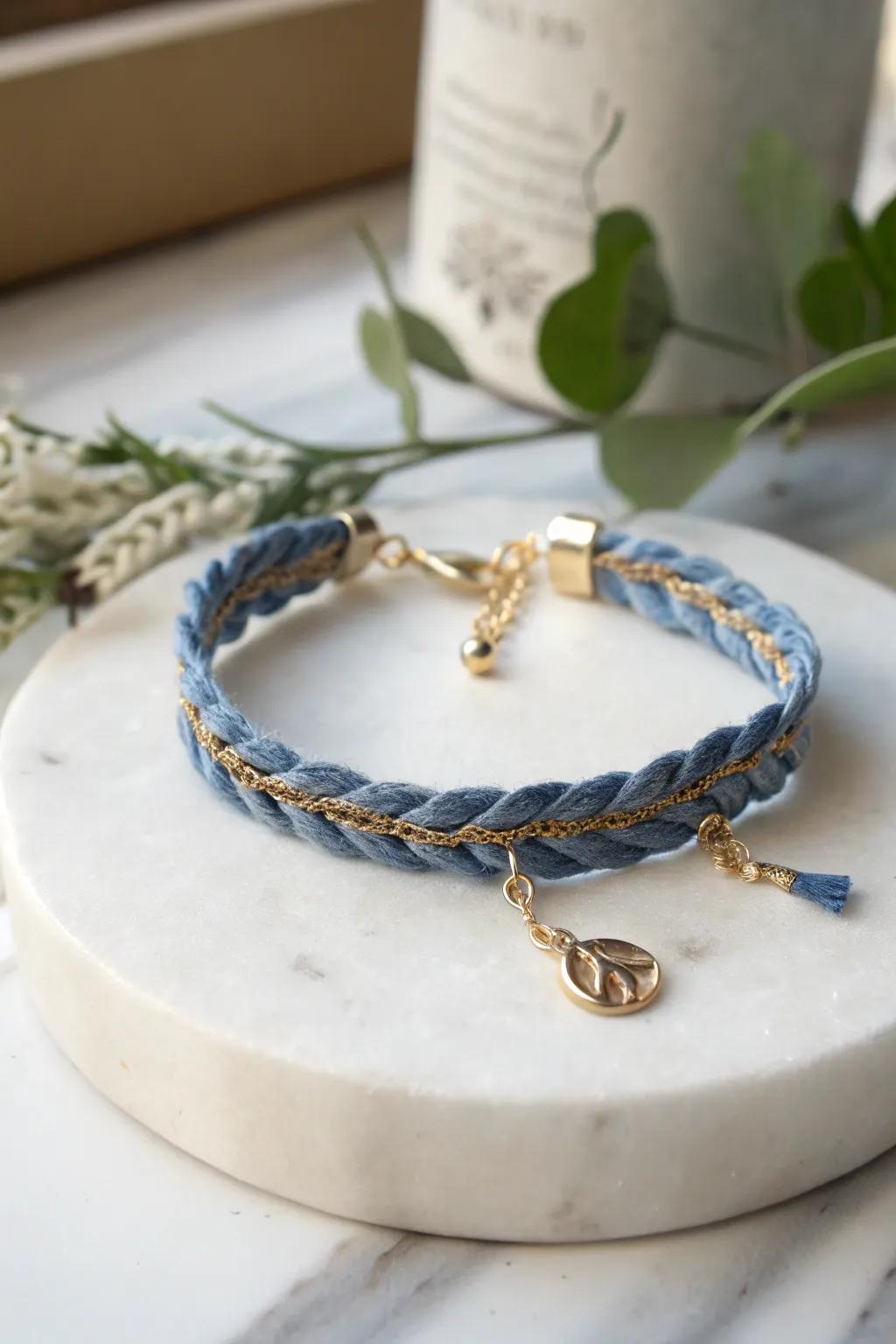 Elevate your style with a touch of denim chic! This DIY bracelet blends casual charm with boho flair for a truly unique accessory.