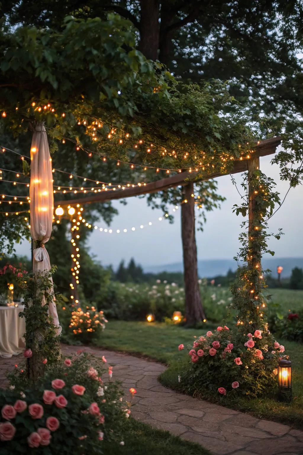 Fairy lights add a magical feeling for evening fun.