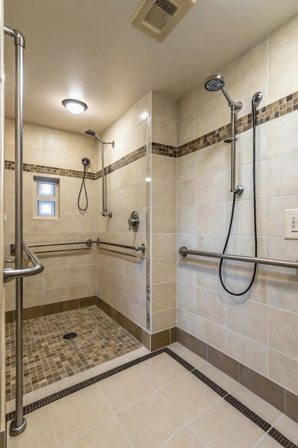 Craft a secure and accessible dual shower for all users.