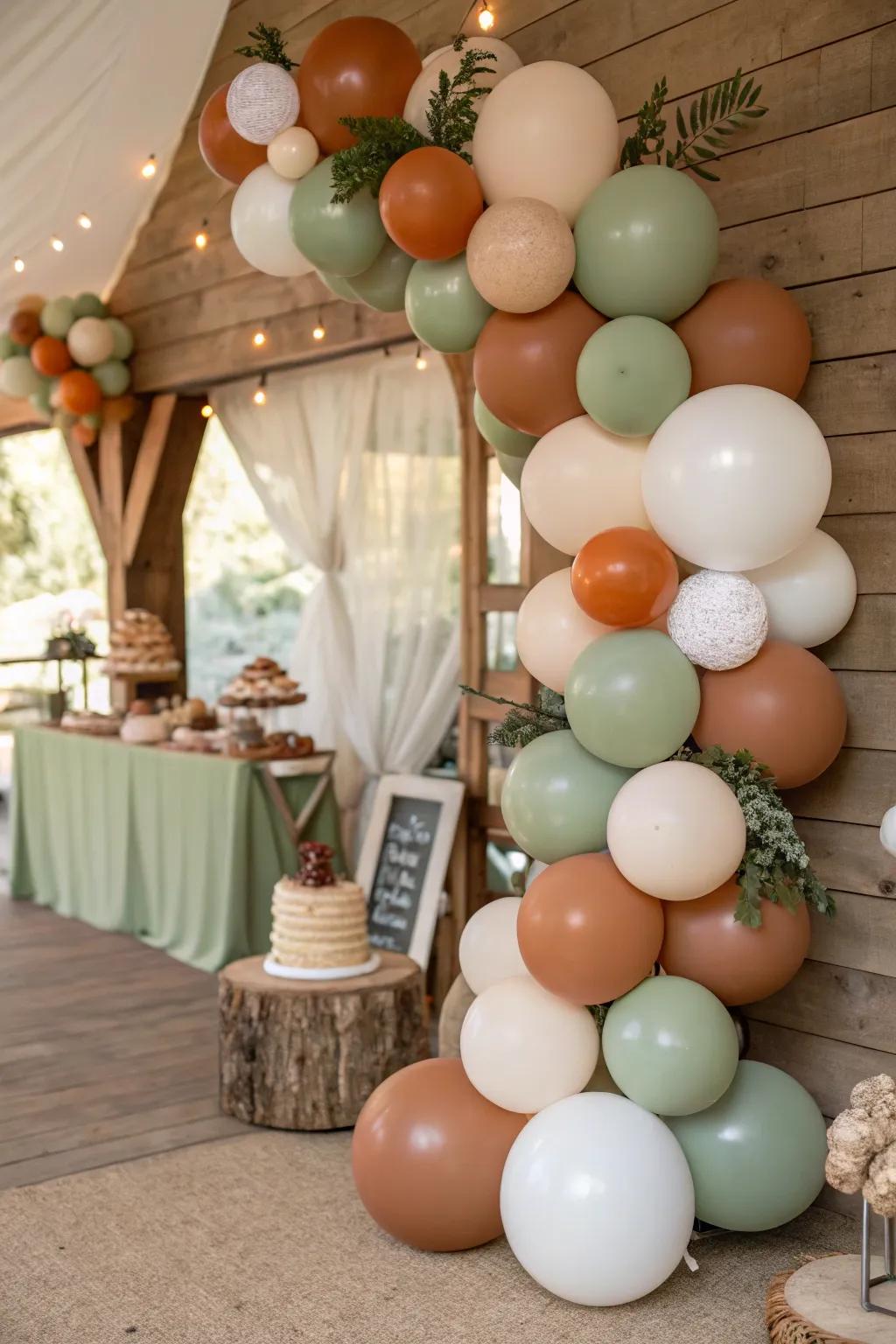 Land-tone inflated spheres add a playful element.