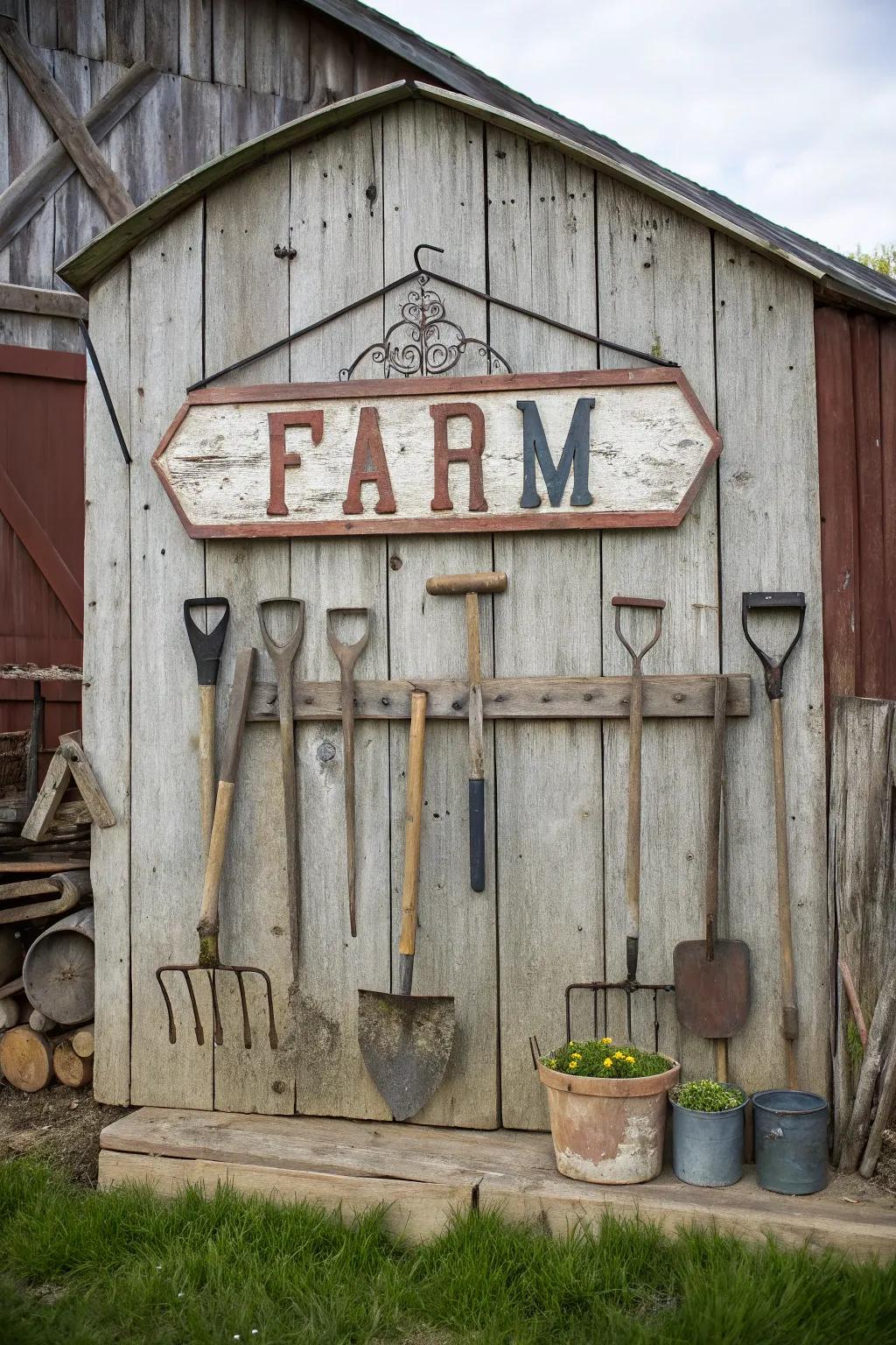 A salute to farm lineage through implements integrated into the marker’s layout.