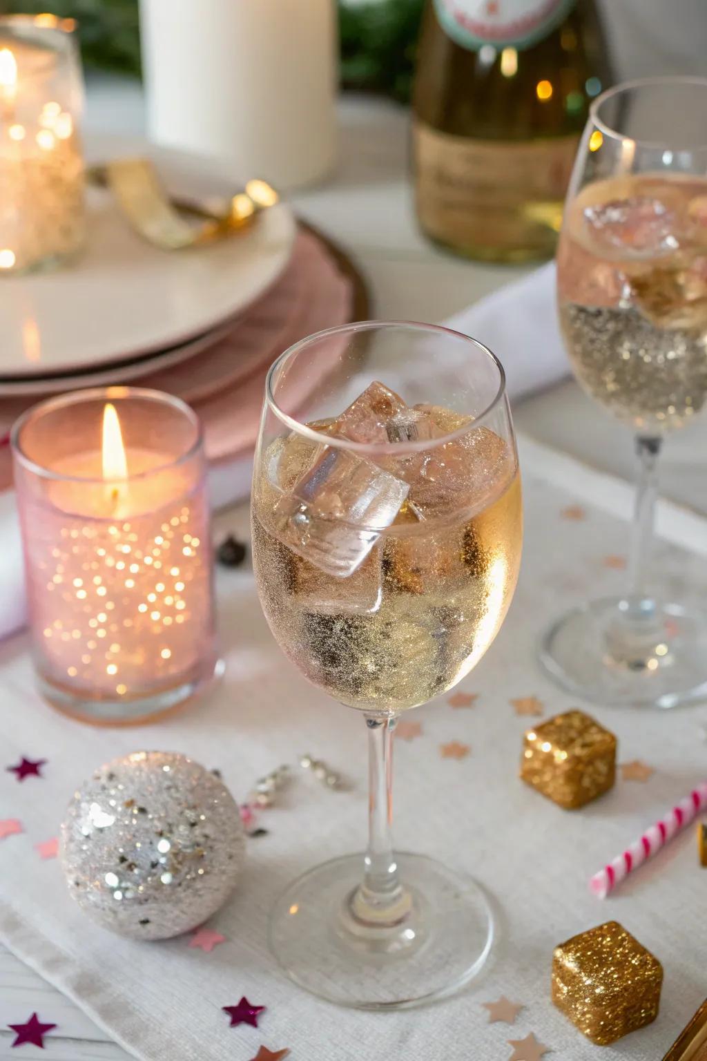 Glitter ice for a magically celebratory sensation.