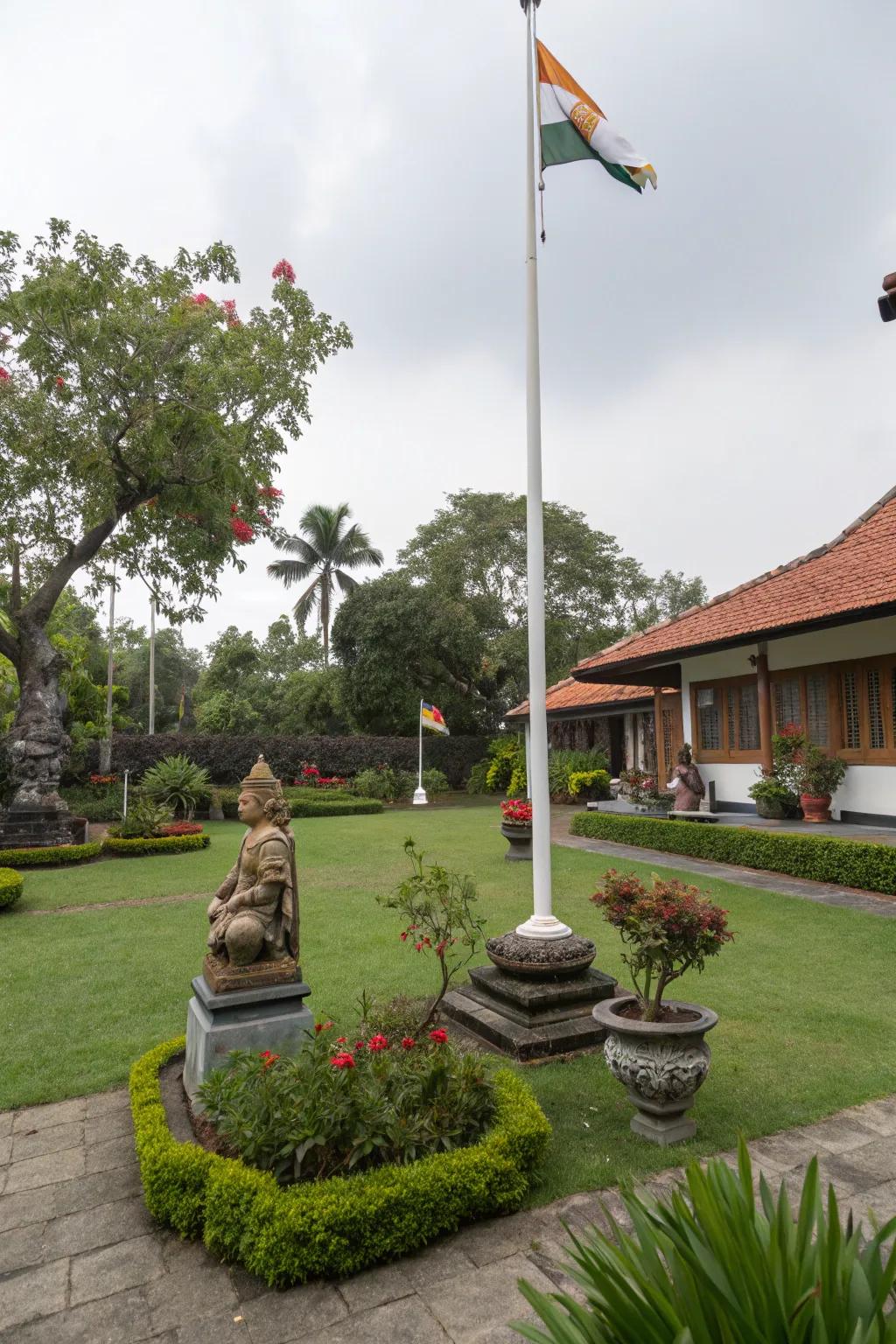 Cultural touches personalize and enrich flagpole arrangements.