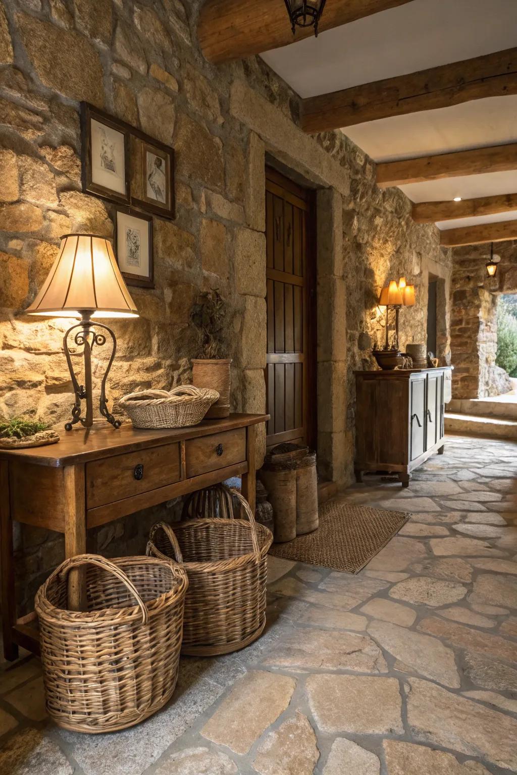 Natural stone floors add charm and classic beauty.