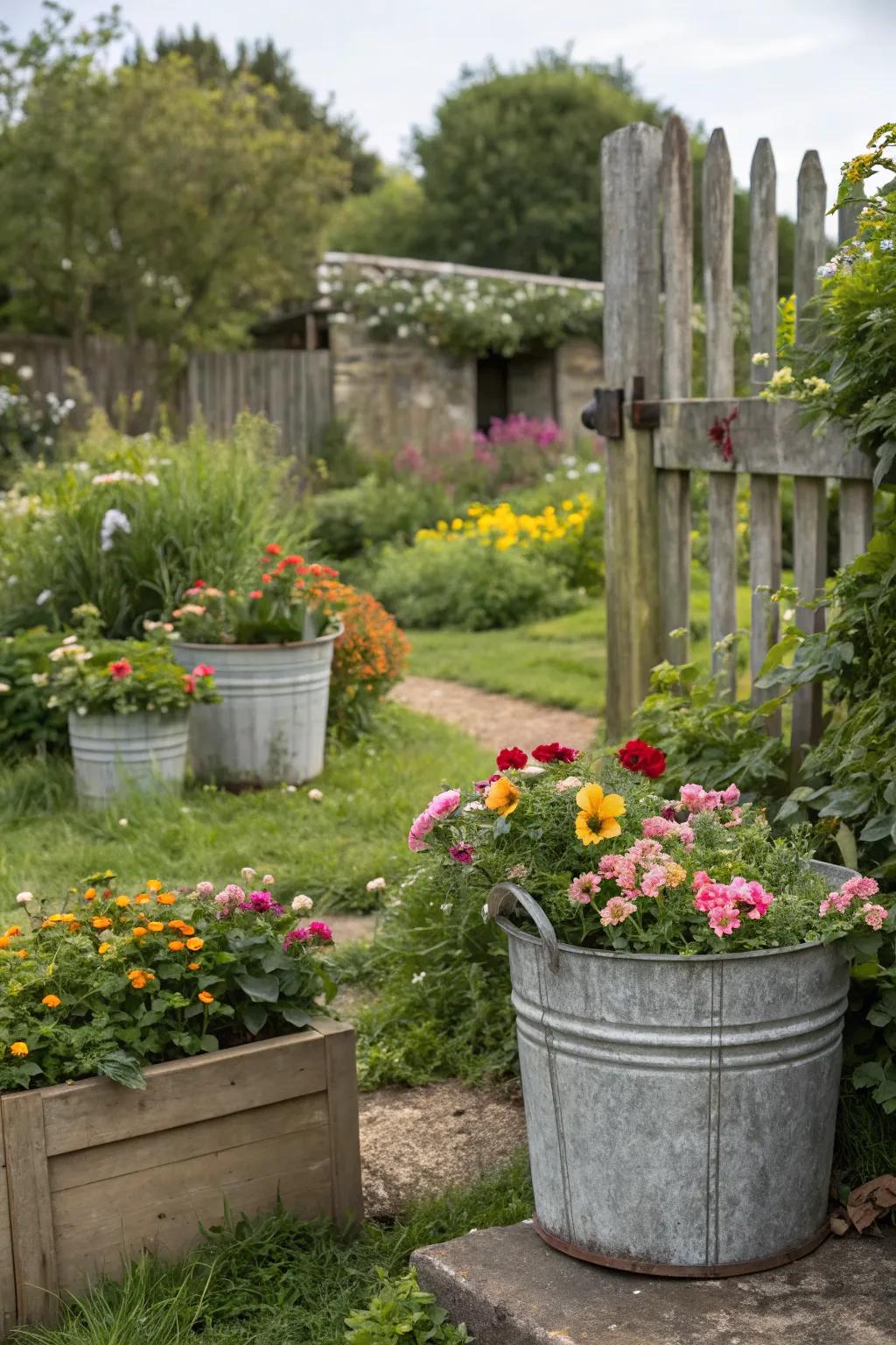Vintage aspects adding charm to the garden landscape.