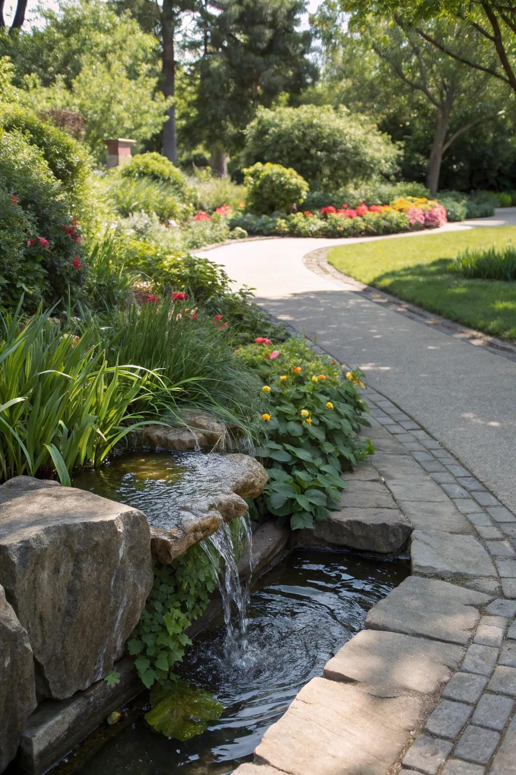 Water features add tranquility and a luxurious feel to entrances.