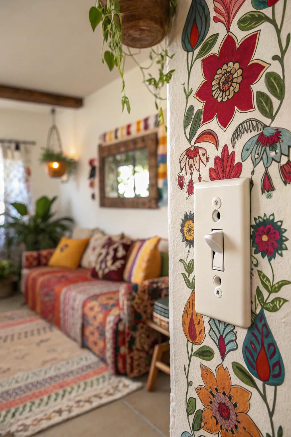Bold floral designs on a cover for a splash of color.