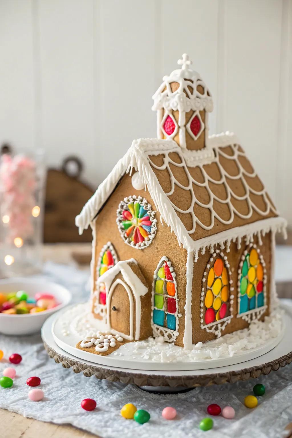 A tranquil gingerbread sanctuary imbued with sophistication.