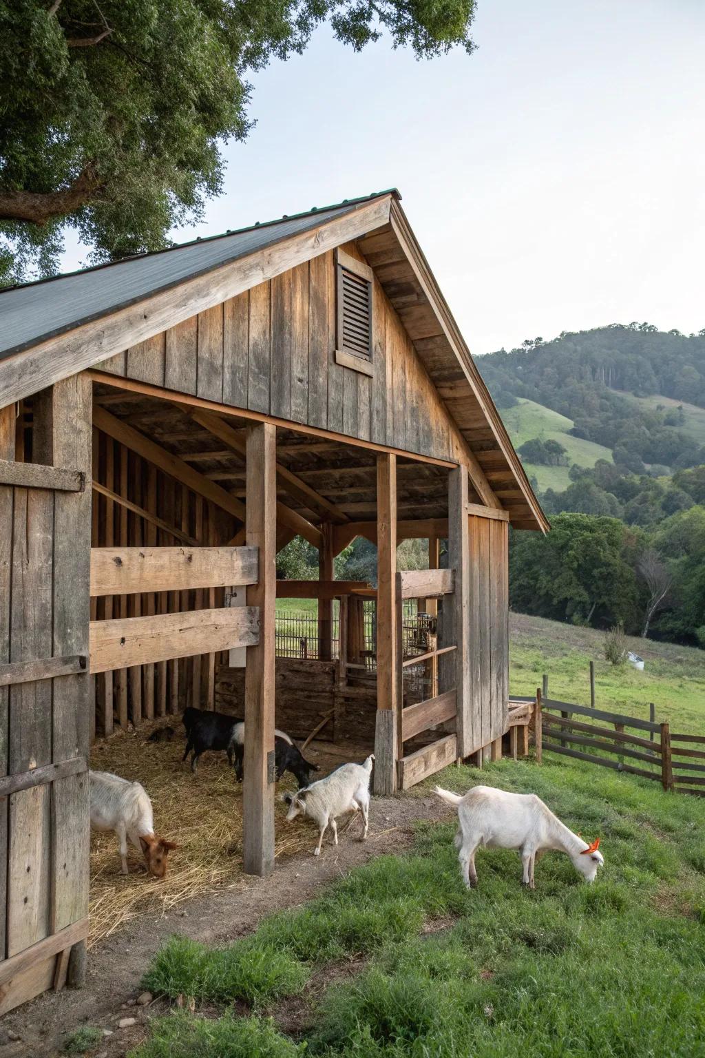 Reclaimed materials add charm and sustainability to this barn.