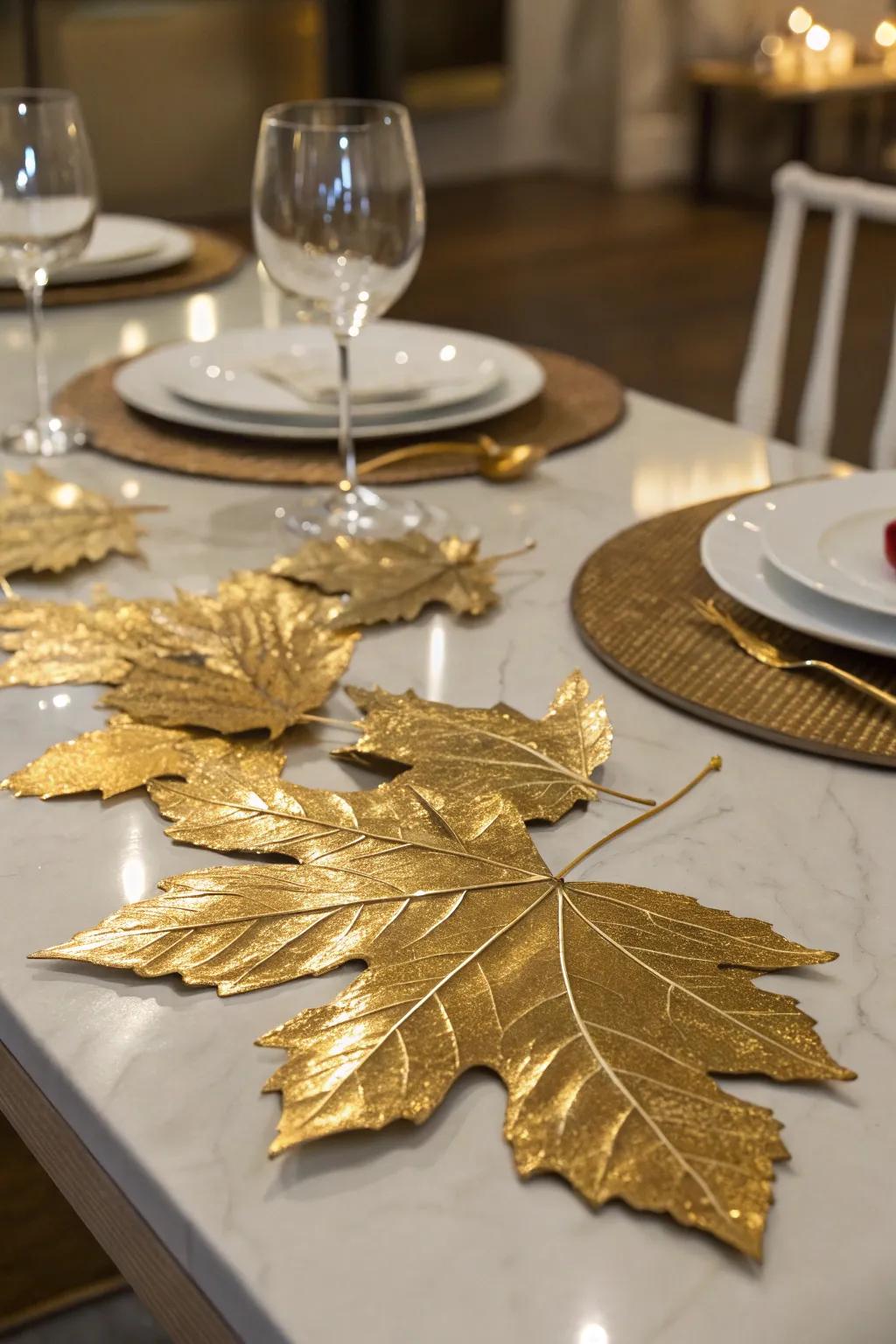 Whimsical gilded-plated leaves fashioning a magical vibe.
