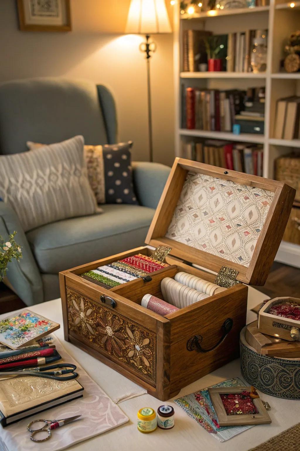 Beyond needles and thread, this sewing crate holds secrets.