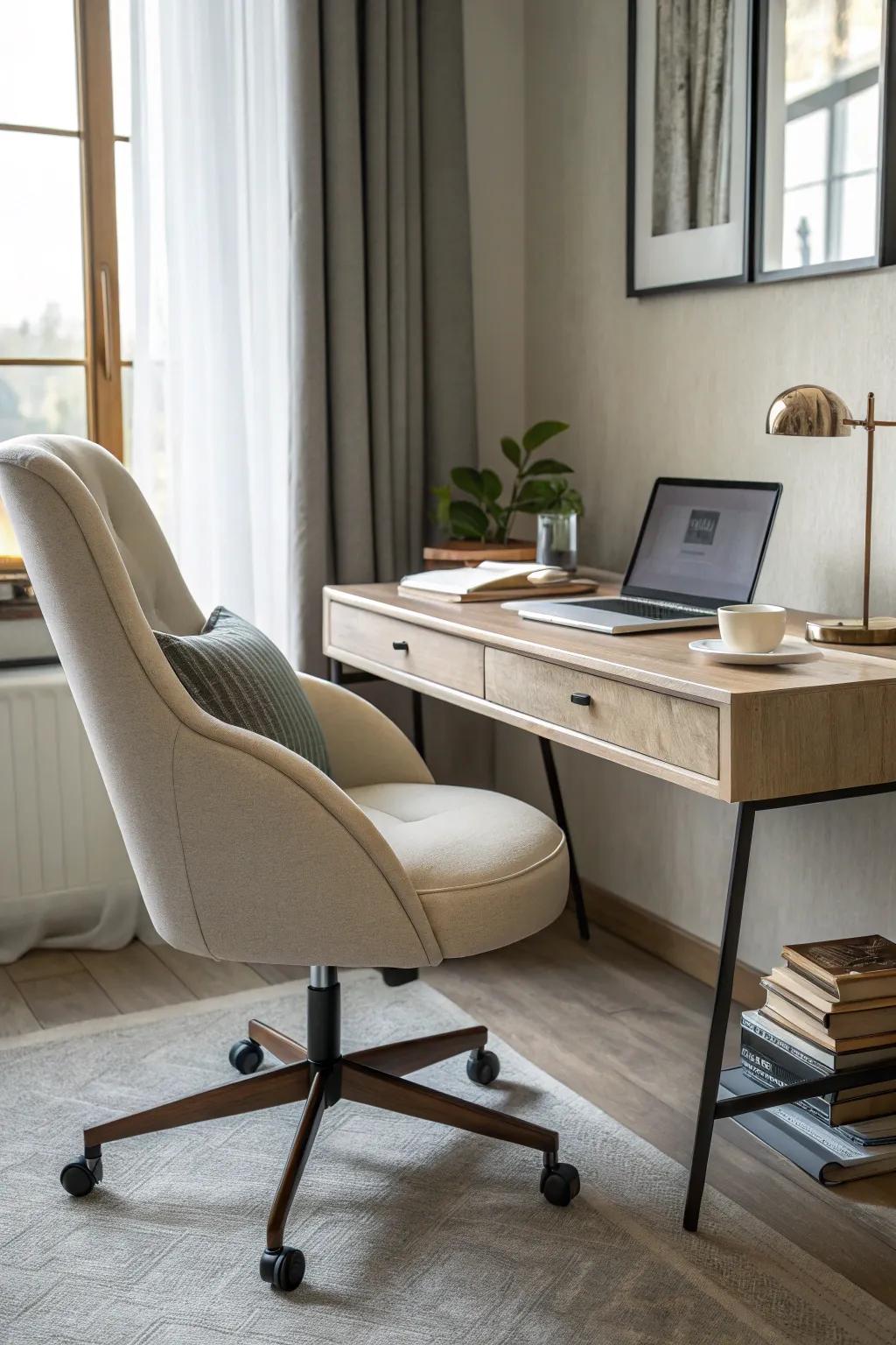 A comfortable chair ensures comfort and supports a healthy posture.