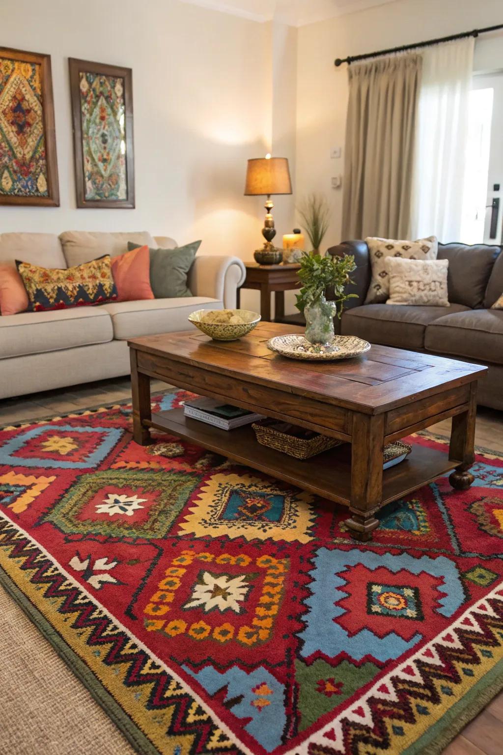 A statement rug can transform the look and feel of your living room.
