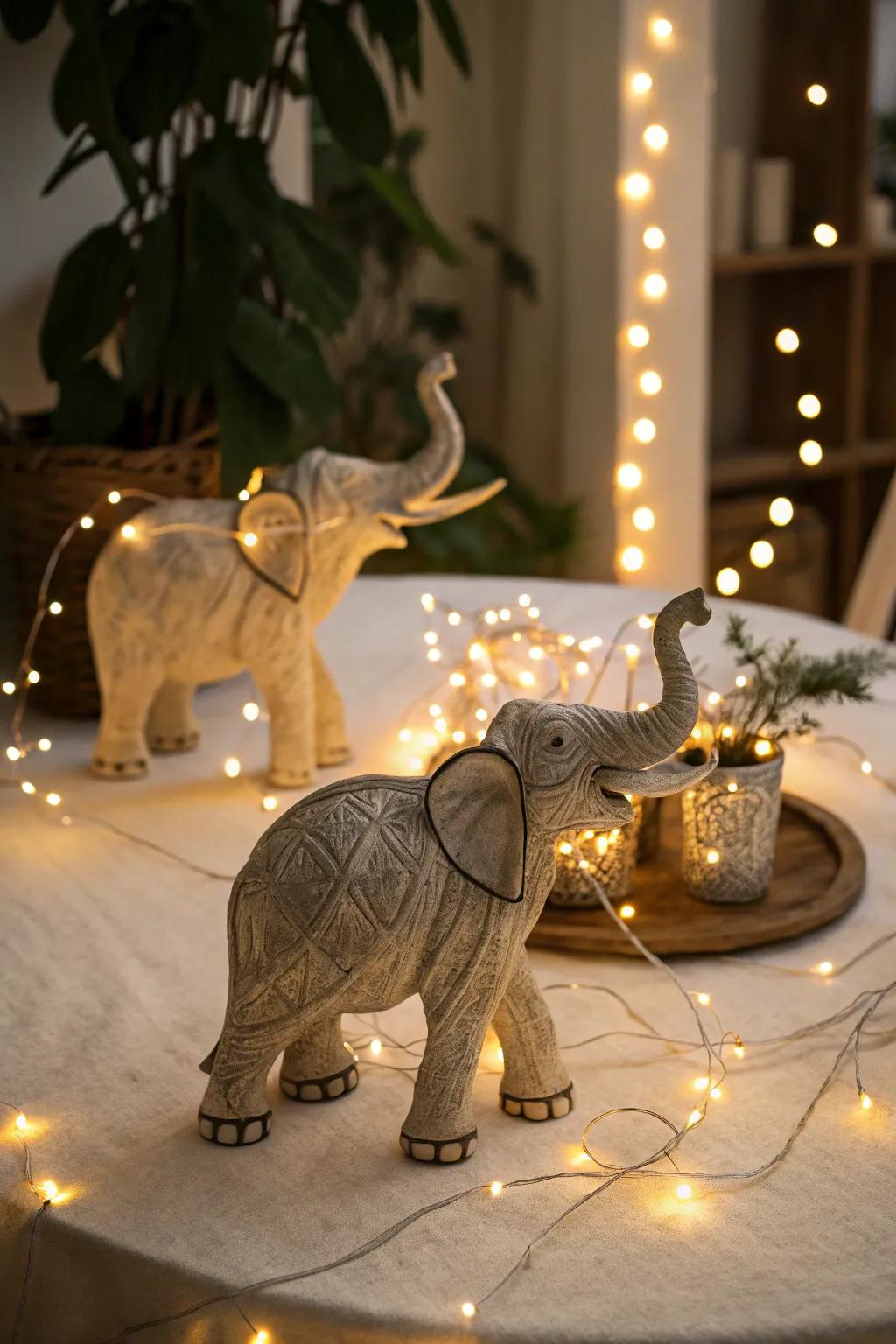 Dreamy and twinkling elephant showpiece.