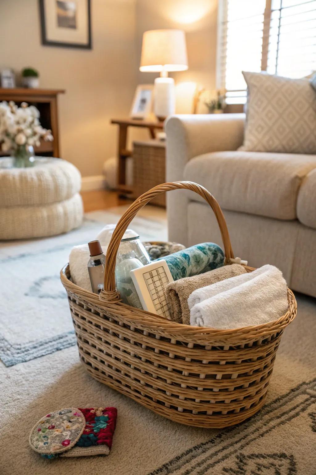 A artisan woven container serves as both a lovely and sensible accessory for any residence.