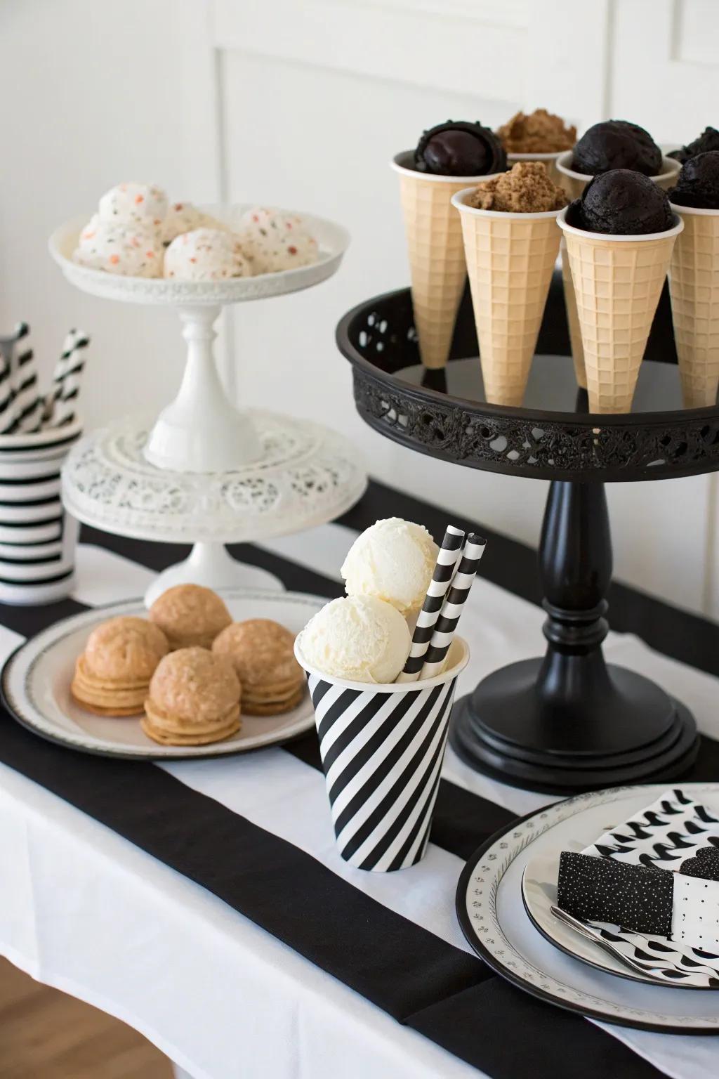 A sleek style dessert showcase that makes a bold statement.