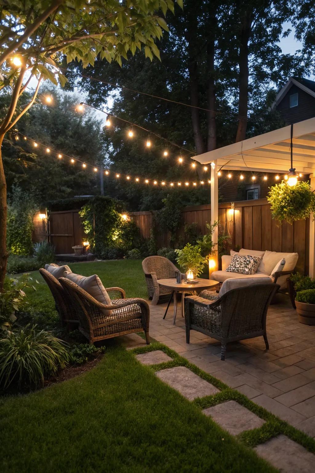 A chic outdoor space brightened with LED area lighting
